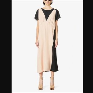 MM6 Maison Margiela Pink Midi Colorblock Dress